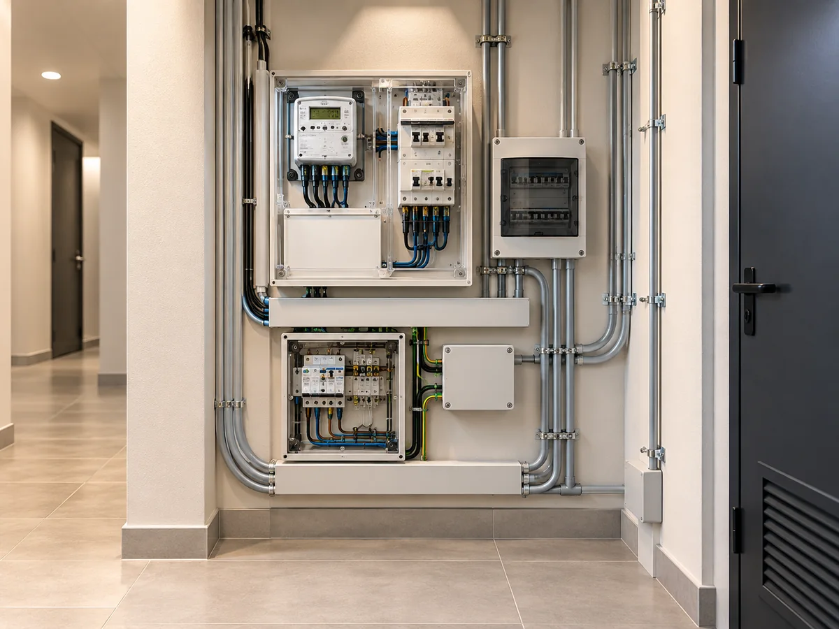 Canalizaciones y cuadros de medida en instalación eléctrica